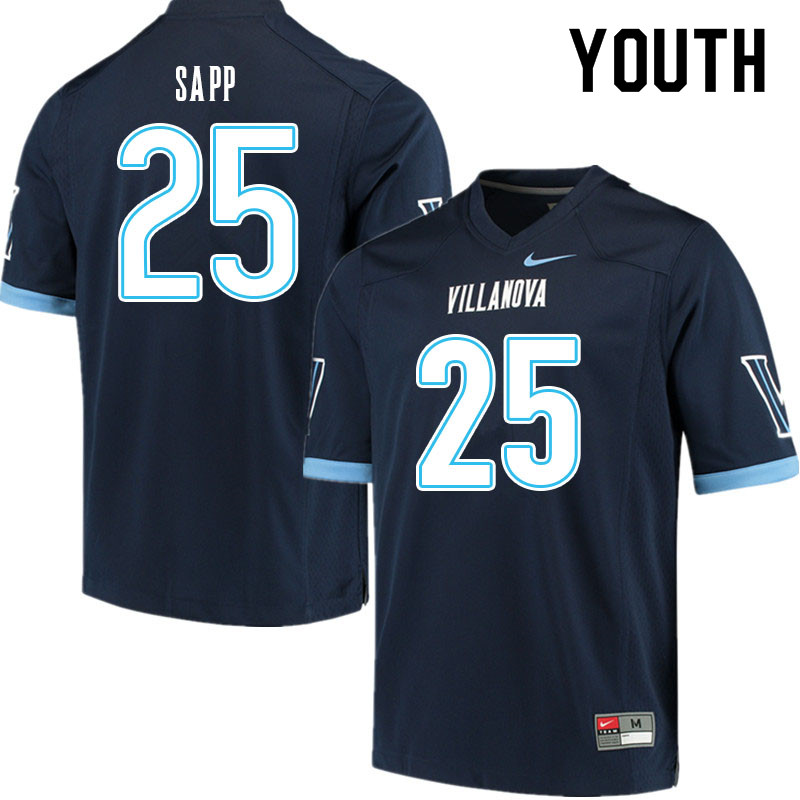 Youth #25 Christian Sapp Villanova Wildcats College Football Jerseys Sale-Navy - Click Image to Close